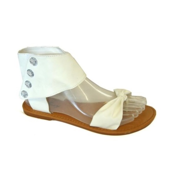 Girls' Ankle Strap Gladiator Flat Sandals 3132 - White - Picture 1 of 1